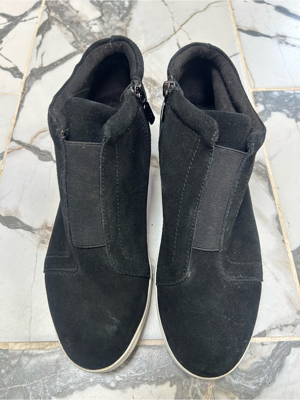 Black Espadrille Wedge Sneakers with Side Zip - Women